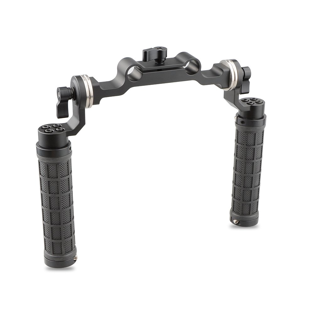 CAMVATE 15mm Rod & Soft rubber grip Shoulder Mount Rig with Rosette Standard Accessory for DSLR(Black,M6 thread,31.8 mm)