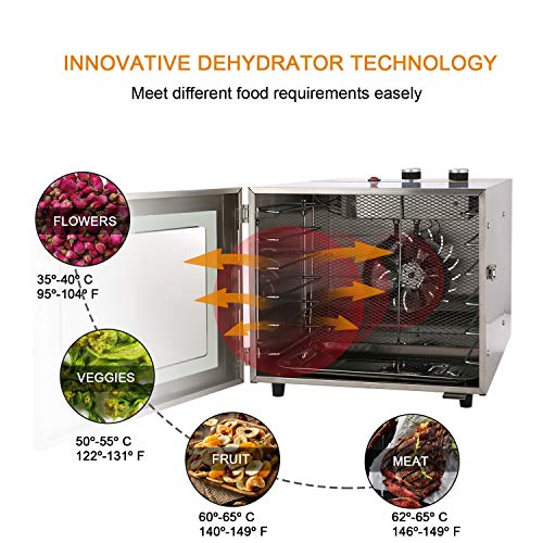 image for Hauture Food Dehydrator Machine, 6 Drying Racks, Multi-Tier Food Prese