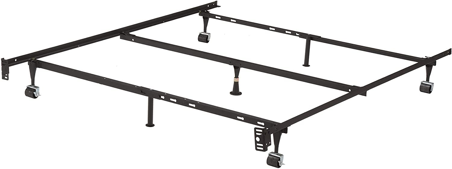 Photo 1 of Kings Brand Furniture 7-Leg Heavy Duty Metal Queen Size Bed Frame with Center Support Legs, Black