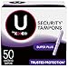 U by Kotex Security Tampons, Super Plus Absorbency, Unscented (Packaging May Vary), 50 Count (Pack of 3)