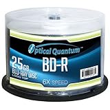 Optical Quantum OQBDR06LT-50 6X 25GB BD-R Single Layer Blu-Ray Recordable Blank Media Logo Top, 50-Disc Spindle