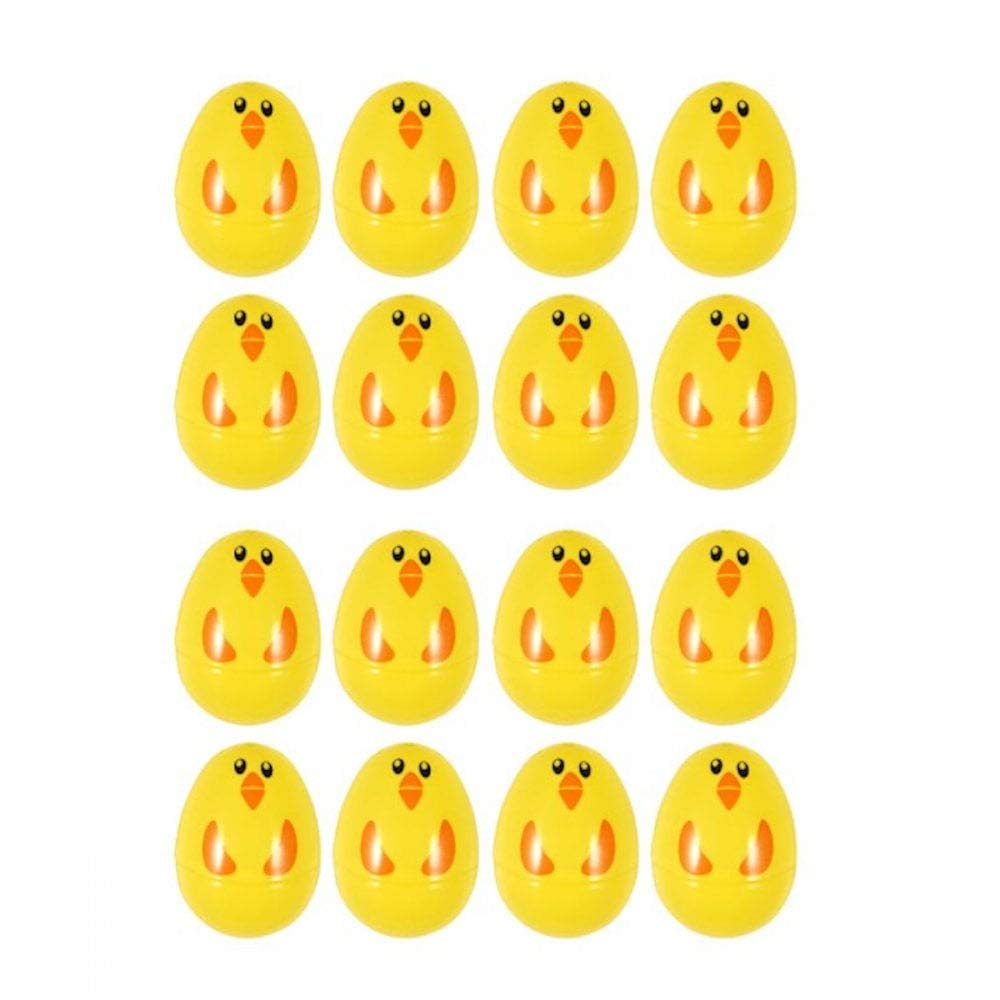 HENBRANDT - 8 Packs of Chick Shaped Easter Egg Capsules Party Favours Prizes - 8 Capsules per Pack - Yellow Plastic Easter Eggs for Children Egg Hunts Competitions Party Games Decorations