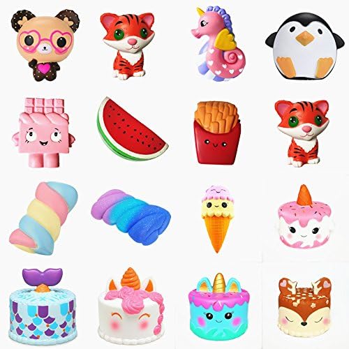 Random 1PC Style Squishy Slow Rising squeeze toy Narwhal Rose deer cake star deer teeth glasses bear watermelon banana ice cream octopus Cotton