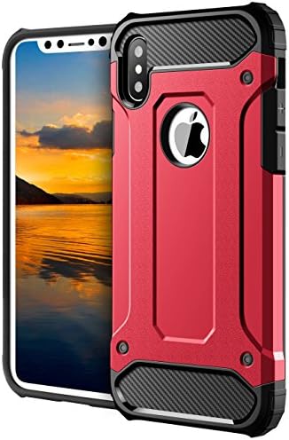iPhone X Case, iPhone 10 Case, Hoofur Dual Layer Hybrid Sturdy Armor High Impact Resistant Protective Cover Case for Apple iPhone X/10 (2017) (Red)