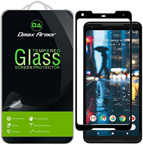 Google Pixel 2 XL Screen Protector, (Full Screen Coverage) Dmax Armor [Tempered Glass] Anti-Scratch, Anti-Fingerprint, Bubble Free, (Black)