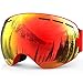 ZIONOR X Ski Snowboard Snow Goggles OTG Design for Men Women Adult with Spherical Detachable Lens UV Protection Anti-fog (VLT 21% Red Frame Revo Red Lens)