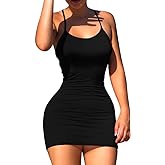 LCNBA Sexy Spaghetti Strap Tank Dress Basic Backless Bodycon Club Party Mini Dress