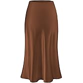 TEDDIFY Women's Leopard Silk Satin Midi Skirt Elastic High Waisted A-Line Cheetah Print Fall Long Skirts for Women 2025