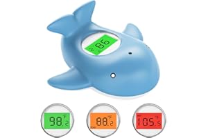 MIEDECDEL Baby Bath Thermometer, Infant Digital Water Thermometer Safety with 3 Color Backlit and Temperature Warning, Room Thermometers Floating Toy for Infant, Toddler, Bathtub, Swimming Pool (Light Blue)