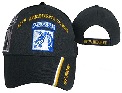 U.S. Army 18th Airborne Shadow Black Embroidered Cap Hat 630