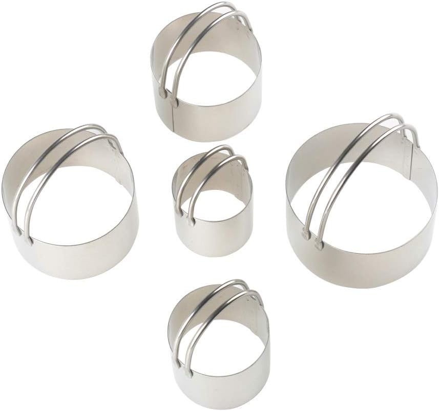 Biscuit Cutter Set，5pcs Stainless Steel Round Cookies Cutter with Handle, Circle Baking Metal Ring Molds, Round Cookies Cutter Fondant Cutters Baking Dough Tools