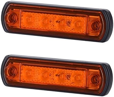 2 x Amber Orange LED Outline Marker E-marked Side Lights Truck Trailer Chassis Lorry Motorhome Camper Caravan Bus Van