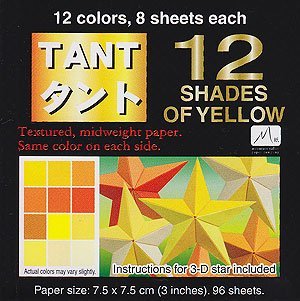 Japanese Tant Origami Paper- 12 Shades of Yellow/Orange 3 Inch Square