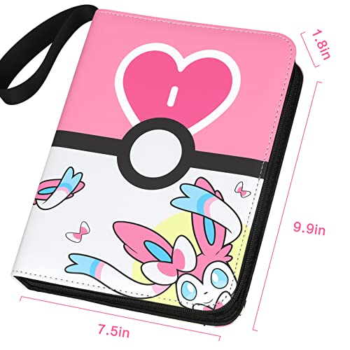 pokemon cards book holder Winsing 4 Pocket Trading Card Binder, 400 Card Capacity, Pink friction black backing Ultra Pro Premium Snap Binder