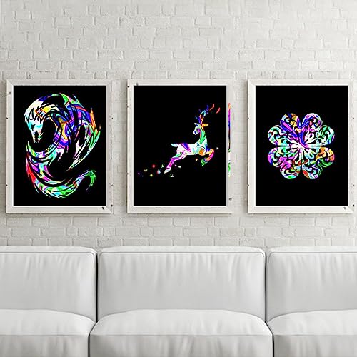 Koogel Scratch Paper Art Set, 50PCS Rainbow Magic Scratch Paper for Kids Scratch Off Art Crafts for DIY Crafts Birthday Gift