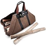 MeloTough Canvas Firewood Log Carrier with Soft Silicone Handle,Amazoning Wood Holder with Security Strap for Carry Wood to F