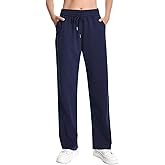 Auriviz Widen Waistband Sweat Pants for Women Exposed Pockets Lounge Sweatpants Straight Leg Pants 29’’ Inseam