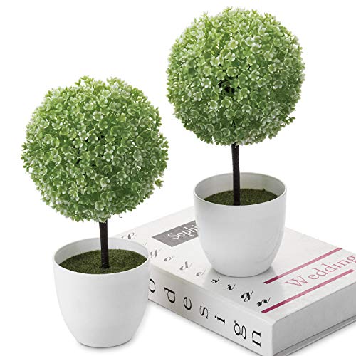 MyGift Tabletop Artificial Topiary Indoor Decor, Fake Plants Faux Green