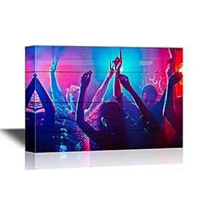 Concert Crowd Canvas Wall Art - Energetic Crowd Partying All Night Long - Gallery Wrap Modern Home Art | Ready to Hang - 12x18 inches