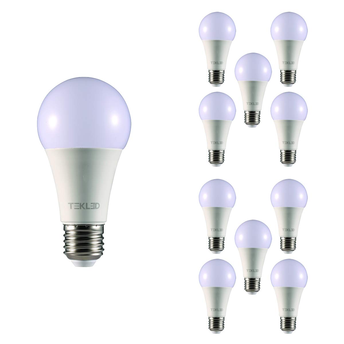 TEKLED® A60 LED Bulbs | E27 Edison Screw | Energy Saving 12W Light Bulb 100W Incandescent Bulb Equivalent | 2700K 1020LM NONDIMMABLE | 10-Pack | Warm White