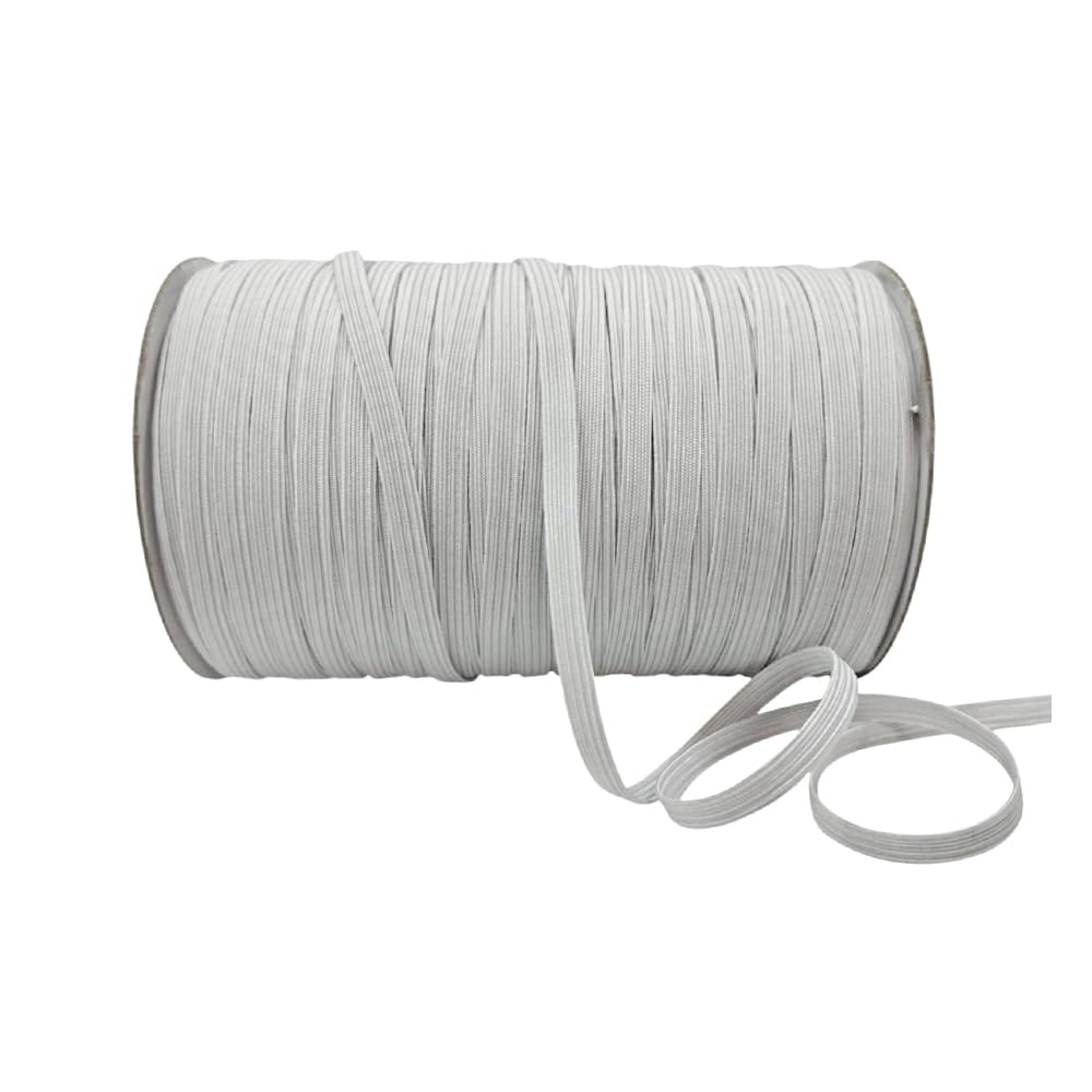 200 Meter Elastic Band for Sewing, Sewing Elastic Ribbon Roll, Elastic Band for Clothing, Craft, Sewing, Haberdashery, White, (6 mm x 200 m)