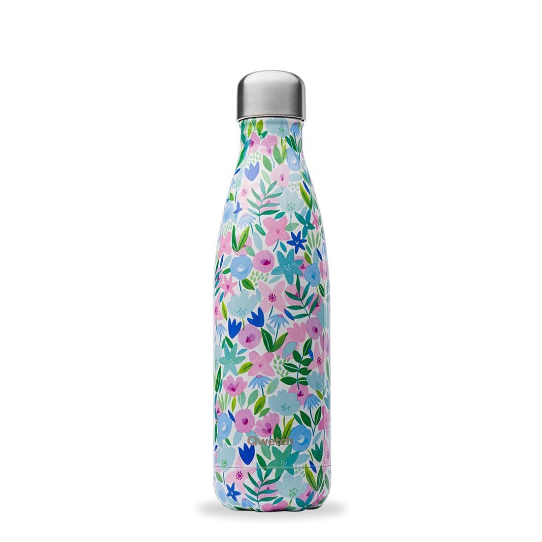 Qwetch - Insulated Originals Bottle -Flora Blue 500 ml - Stainless Steel Water Bottle - 24h Cold and 12h Hot - Leakproof, BPA Free & Reusable for Sports & Travel