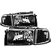 Auto Dynasty Halogen Model 4Pcs Factory Style Headlights Assembly and Corner Lamp Compatible with Dodge Ram 1500 2500 3500 (Non-Sport Models) 94-02, Driver Passenger Side, Black Housing Clear