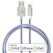Iasg iPhone Charger Lightning Cable 3.3ft - Apple MFi Certified - Nylon Braided Lightning To Reversible USB Connectors Sync Charging Cord for iPhone iPad iPod - 1 Meter - White and Blue