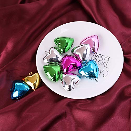 Because0f Heart Shape Christmas Jingle Bells, 10 Pcs Bells Craft Kits Xmas Decoration Bells Ornament (Smooth Surface)