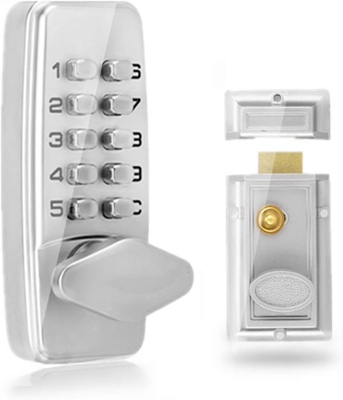 Mechanical Keyless Entry Door Lock With Digital Code Keypad, Indoor Outdoor Password Security Deadbolt and Handle