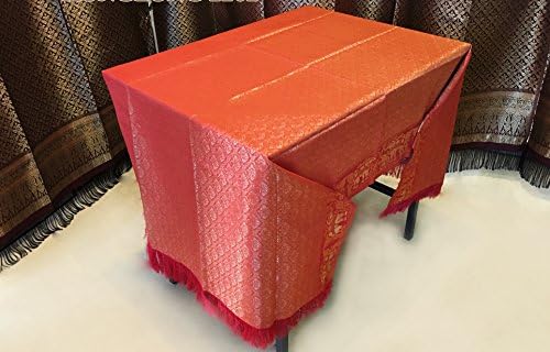 Silk Tablecloth Elephant Design,Orange and Gold Elephant,Thai Silk, Reflective Fabric,Rectangle Thai Silk Tablecloth Table Cover,Wedding Restaurant Party Banquet Decoration,"Spillproof" (39 x 70 inch)