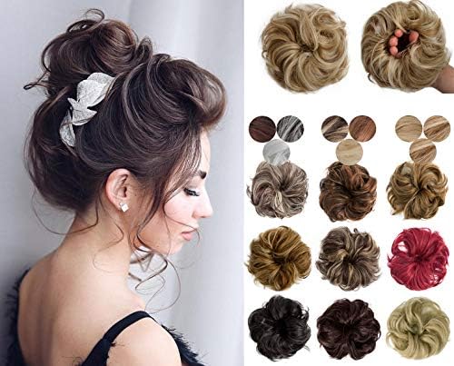 Hebelin 1pcs Messy Hair Bun Extensions Scrunchy Updo Elastic Wavy Curly Donut Chignon Hairpiece