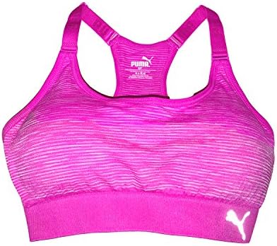 Puma Womens Seamless Heather Stripe Sports Bra with Removable Cups (Large)