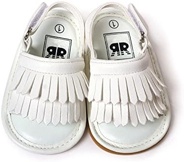 Baby Sandals Shoes, Neband Baby Infant Girls Moccasins Tassels Soft Rubber Shoes (6-12 Months, White)