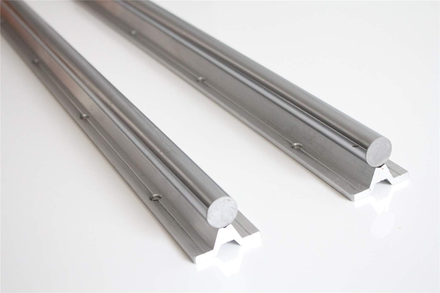 CHUANGNENG 2PCS SBR16 Linear Bearing Rail L500mm Silver Aluminium Alloy for CNC Machine US Stock