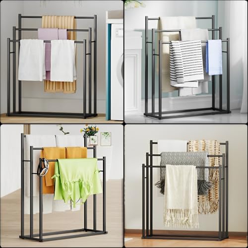 Beauenty Bathroom Towel Rack,3 Tiers Metal Towel Rail Standing,Bath Towel Stands,Freestanding Towel Holder for Bath Storage & Hand Towels,Next to Tub or Shower,Outdoor Pool Towel Racks