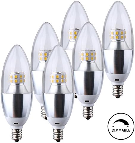 BOVSUN LED Candelabra Bulb, LED 6-Watt Daylight White 6000K Chandelier Bulbs, 50-Watt Light Bulbs Equivalent, Decorative Candle Light Bulb E12 Candelabra Base, 560 Lm, Dimmable (6 Pack)
