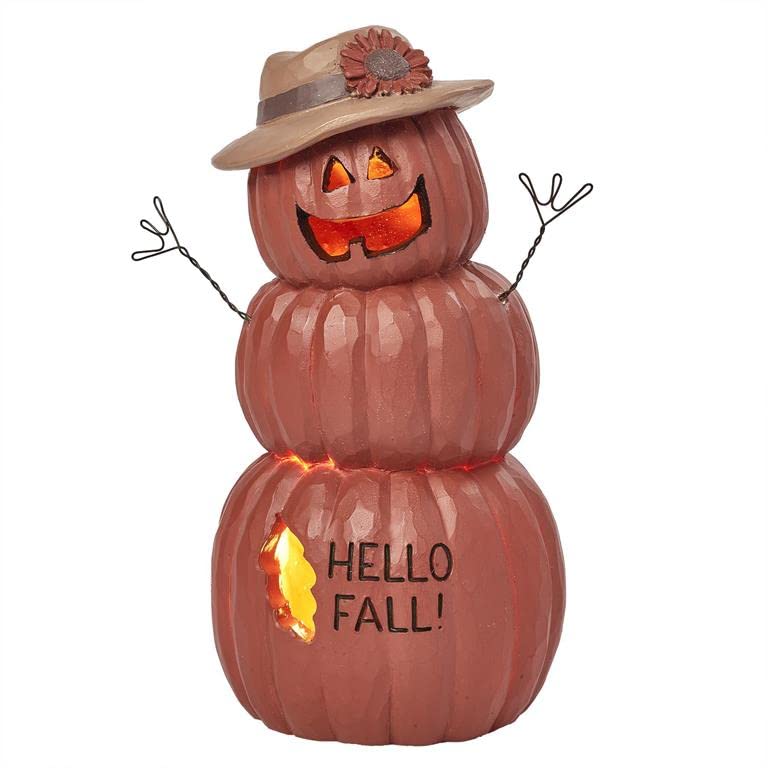 Photo 1 of Blossom Bucket Stacked Lighted Jack-O-Lantern, Hello Fall