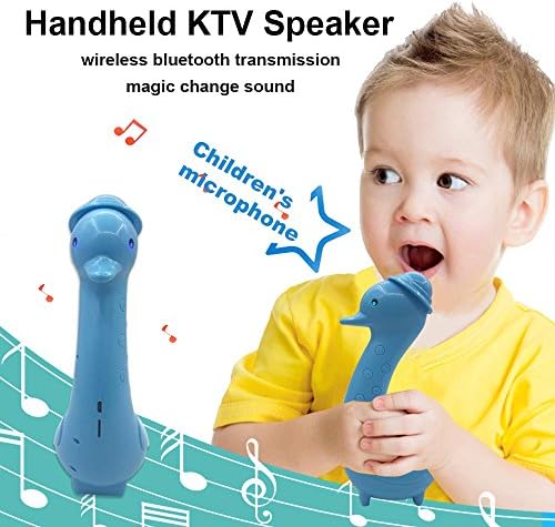 Kids Microphone - Portable Led Wireless Microphone Karaoke with Bluetooth Speakers Changing Voice Musical Toy and Singing Anytime Anywhere - Support iPhone/Android IOS Smartphone/Tablet (Blue)