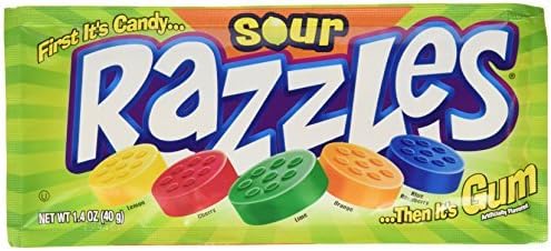Sour Razzles Candy, 1.4oz Pouches, 24-Count by Razzles