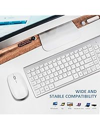 Teclado y ratón inalámbricos, FENIFOX de tamaño completo silencioso compacto compatible con Mac PC portátil Tablet Windows