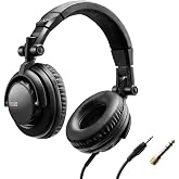 Hercules HDP DJ45 - Professional Over-Ear DJ Headphones with 40mm Drivers | Over-ear DJ headphones with 40mm drivers, acoustic isolation, swivel earcups for 1-ear monitoring, and coiled cable