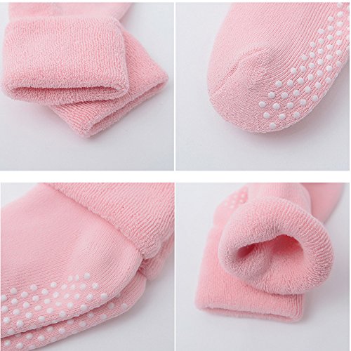 VWU 6 Pack Baby Socks with Grips Toddler Thick Cotton Socks Anti Slip 0-3 Years Old (3-12 months) - Thumbnail 5