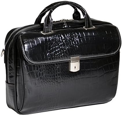Siamod SETTEMBRE Leather Medium Ladies 15.4" Laptop Briefcase Business Bag Black