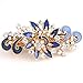NYKKOLA Women's Multilayered Peacock Shaped Rhinestone French Barrette Hair Clip Blue
