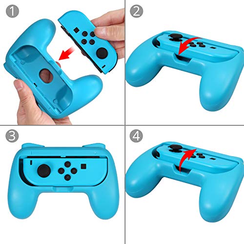 AUTOUTLET Grip for Nintendo Switch Joy-Con, Tennis Racket,Steering Wheel,Accessories for Mario Tennis Aces Game,3-Pack Switch Controller Grip Handle Kit for Nintendo Switch Joy-Con
