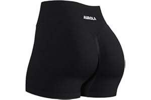 AUROLA Influence Workout Shorts for Women,2.5 3.5 4.5 5.5 6.5 No Roll Up Squat Proof Scrunch Seamless Compression Gym Short