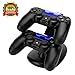 PS4 Controller Charger & Accessories, AOJOYS Playstation 4/PS4 Pro/PS4 Slim Controller Charging Station Dock Stand with USB Charging Cable, Black