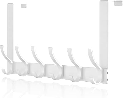 CASPLUS Over Door Hooks Heavy Duty 12 Hooks Aluminum White 55 lb