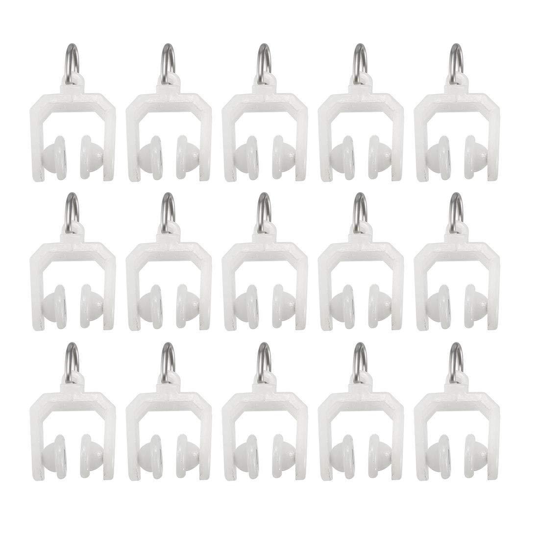 Photo 1 of uxcell Curtain Track Plastic Twin Wheeled Carriers Drapery Rail Sliding Glider for Window Shower Curtain Tracks 9mm Dia 30 Pcs